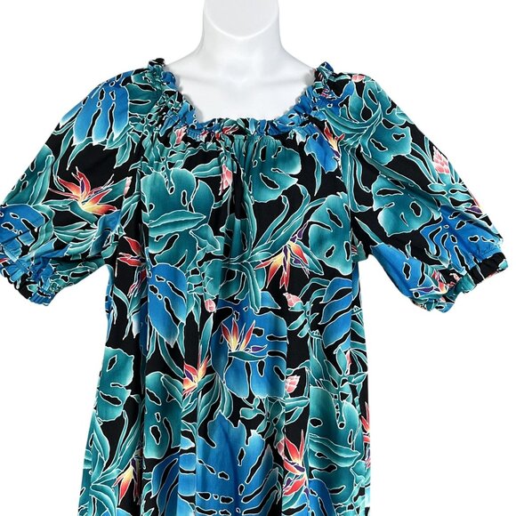 80s Hilo Hattie Womens 3X Hawaiian Maxi Dress Tropical Ruffle Hem Luau Vacation - Picture 10 of 16
